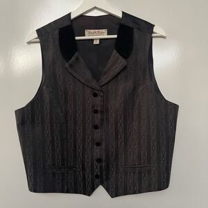 Wah Maker Vintage Collection Western Vest XL Black Velvet Collar & Buttons USA